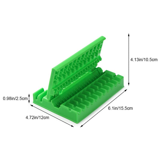 Green 49-hole manual kebab maker box for quick BBQ skewer cutting.