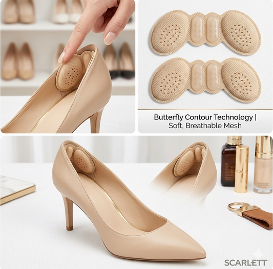 Butterfly Heel Grips & Shoe Insole Support – Anti-Slip Cushioned Heel Pads for Blister Prevention & Loose Shoe Fit pack of 2