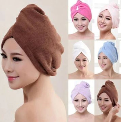 Set of 5 Multicolor Magic Microfiber Hair Drying Caps for Women