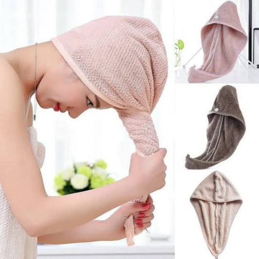 Quick-Dry Microfiber Towel Wrap with Button Closure for Secure Hair Drying