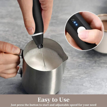 3-Speed High-Speed Handheld Mixer for Milk Frothing and Egg Beating - Black Color