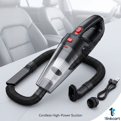 Portable Car Vacuum Cleaner with flexible hose cleaning car seats