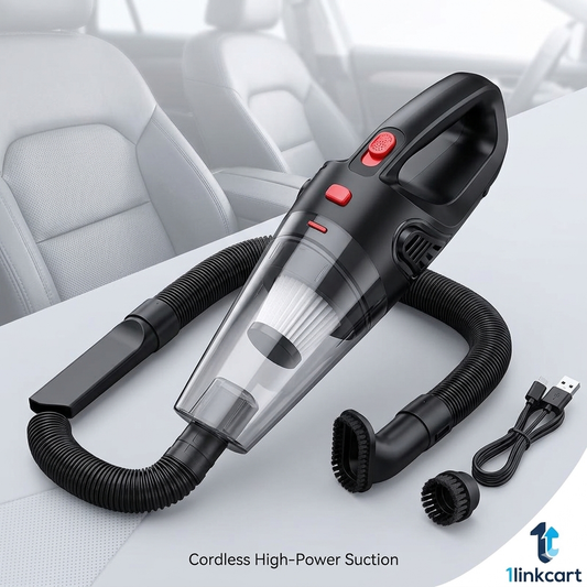 Portable Car Vacuum Cleaner with flexible hose cleaning car seats