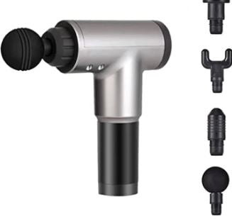 KH-320 Fascial Gun Professional Muscle Massager in Silver with 4 Attachments