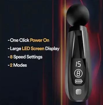 Deep Tissue Percussion Therapy Gun for Back and Body Pain Relief - Silver and Black