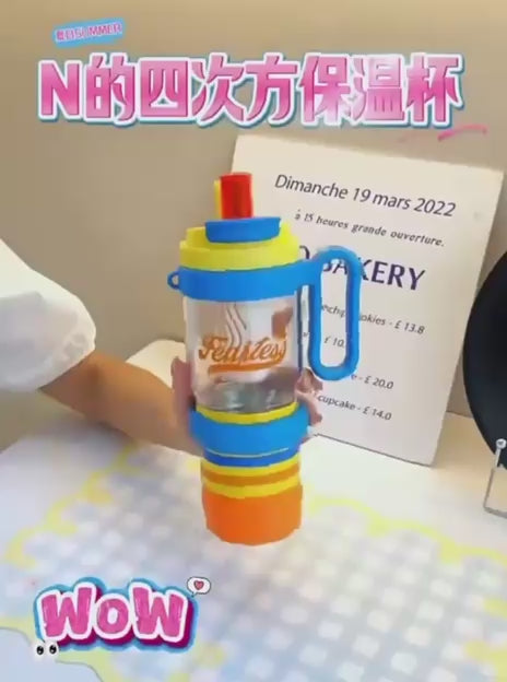 4 in 1 Smart Water Bottle with Fruit Infuser & Snack Box | Leakproof Travel Tumbler 1000 ml