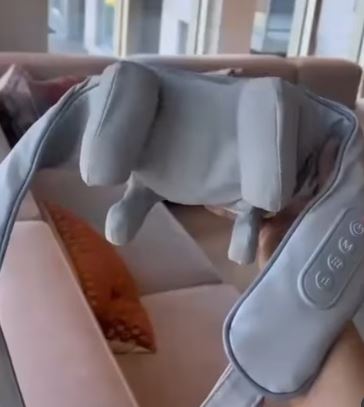 6D electric neck and shoulder massager with ergonomic straps for deep tissue pain relief.